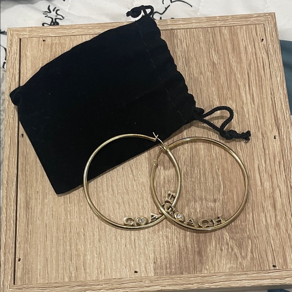 Coach Jewelry - Coach Gold Hoop Earrings with Lettering